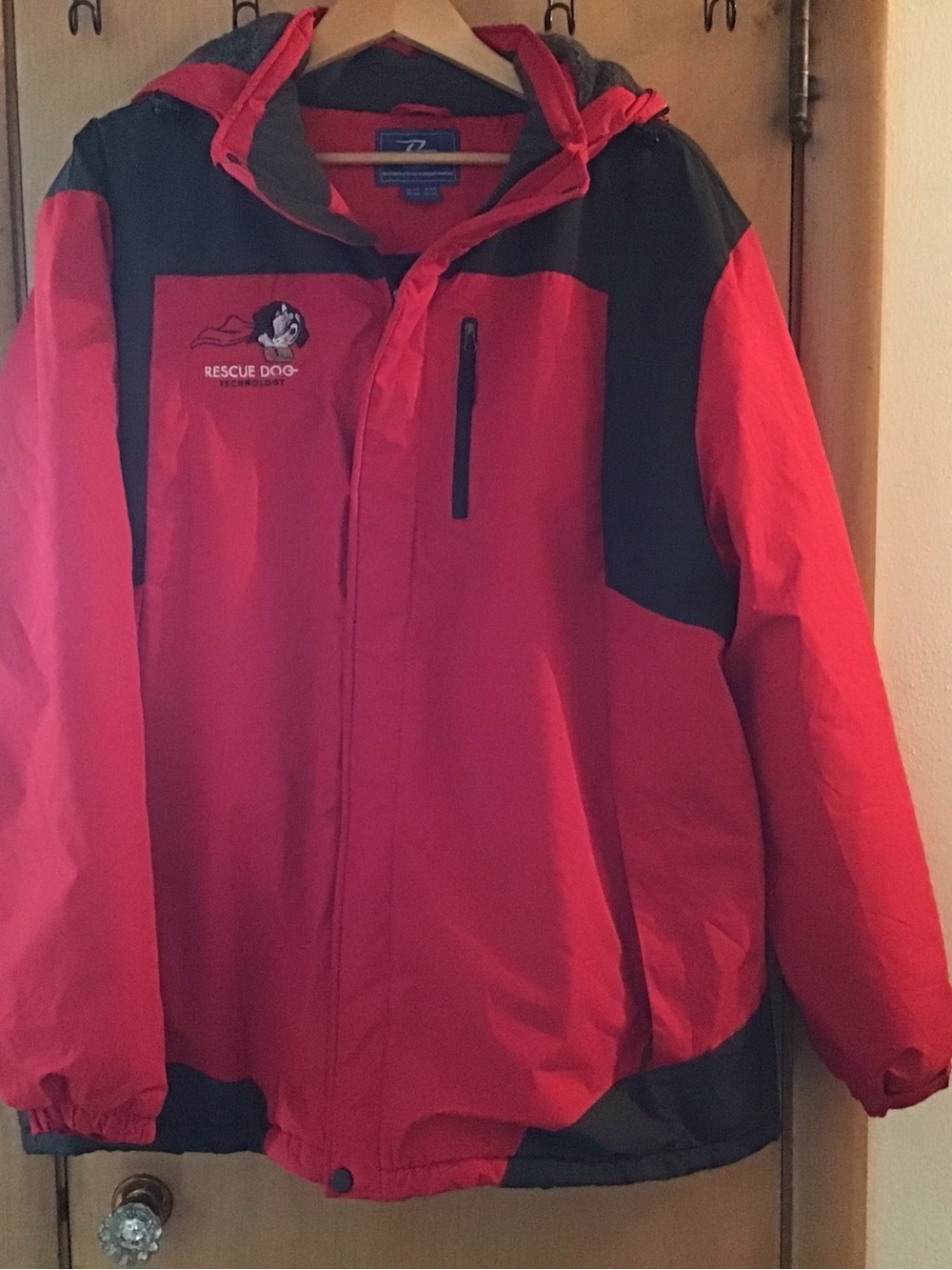 Waterproof Red & Black Men's Removable Hood Ski Jacket Size 3X Faux Fur Lined